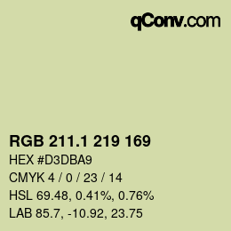 カラーコード: RGB 211.1 219 169 | qconv.com
