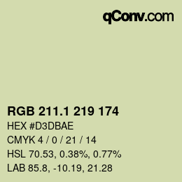 カラーコード: RGB 211.1 219 174 | qconv.com