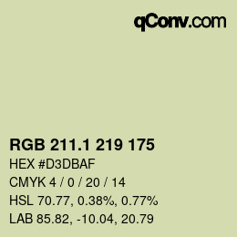 カラーコード: RGB 211.1 219 175 | qconv.com