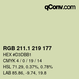カラーコード: RGB 211.1 219 177 | qconv.com