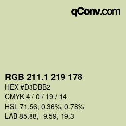 カラーコード: RGB 211.1 219 178 | qconv.com