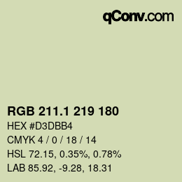 カラーコード: RGB 211.1 219 180 | qconv.com