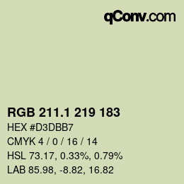 カラーコード: RGB 211.1 219 183 | qconv.com