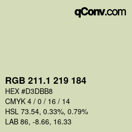 カラーコード: RGB 211.1 219 184 | qconv.com