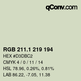 カラーコード: RGB 211.1 219 194 | qconv.com