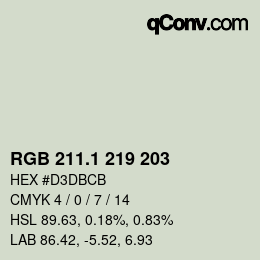 カラーコード: RGB 211.1 219 203 | qconv.com