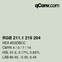 カラーコード: RGB 211.1 219 204 | qconv.com