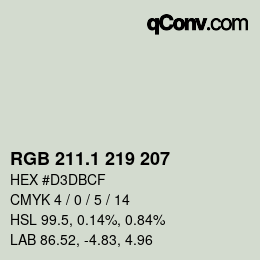 カラーコード: RGB 211.1 219 207 | qconv.com