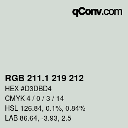 カラーコード: RGB 211.1 219 212 | qconv.com