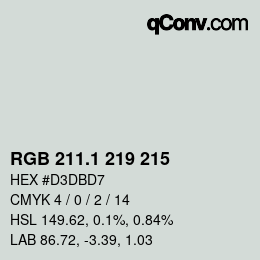 カラーコード: RGB 211.1 219 215 | qconv.com