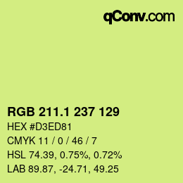 カラーコード: RGB 211.1 237 129 | qconv.com