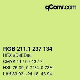 カラーコード: RGB 211.1 237 134 | qconv.com
