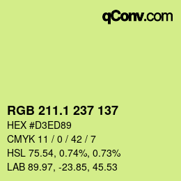 カラーコード: RGB 211.1 237 137 | qconv.com