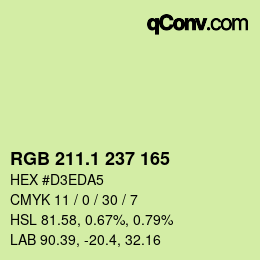 カラーコード: RGB 211.1 237 165 | qconv.com