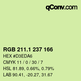 カラーコード: RGB 211.1 237 166 | qconv.com
