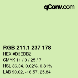 カラーコード: RGB 211.1 237 178 | qconv.com