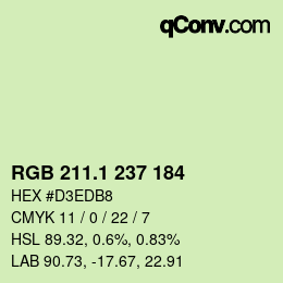 カラーコード: RGB 211.1 237 184 | qconv.com