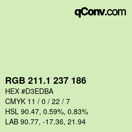 カラーコード: RGB 211.1 237 186 | qconv.com