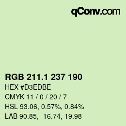 カラーコード: RGB 211.1 237 190 | qconv.com