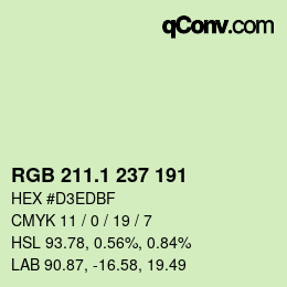 カラーコード: RGB 211.1 237 191 | qconv.com