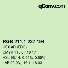 カラーコード: RGB 211.1 237 194 | qconv.com