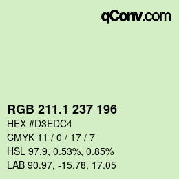 Color code: RGB 211.1 237 196 | qconv.com