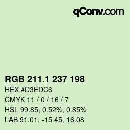 カラーコード: RGB 211.1 237 198 | qconv.com