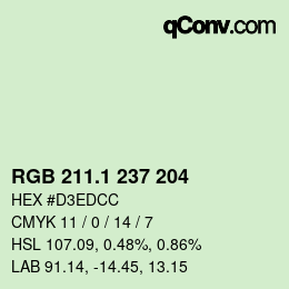カラーコード: RGB 211.1 237 204 | qconv.com