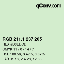 カラーコード: RGB 211.1 237 205 | qconv.com