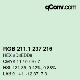 Color code: RGB 211.1 237 216 | qconv.com