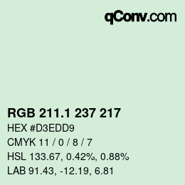 カラーコード: RGB 211.1 237 217 | qconv.com