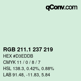 Color code: RGB 211.1 237 219 | qconv.com