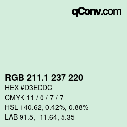 Color code: RGB 211.1 237 220 | qconv.com