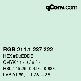 カラーコード: RGB 211.1 237 222 | qconv.com