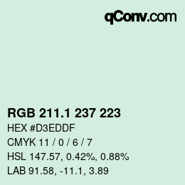 カラーコード: RGB 211.1 237 223 | qconv.com