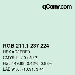 Color code: RGB 211.1 237 224 | qconv.com