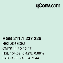 Color code: RGB 211.1 237 226 | qconv.com