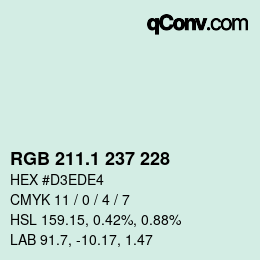 Color code: RGB 211.1 237 228 | qconv.com