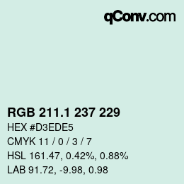 Color code: RGB 211.1 237 229 | qconv.com