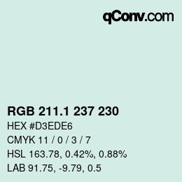 カラーコード: RGB 211.1 237 230 | qconv.com