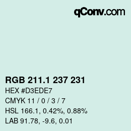 Color code: RGB 211.1 237 231 | qconv.com