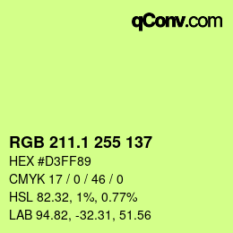カラーコード: RGB 211.1 255 137 | qconv.com