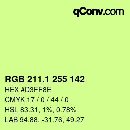 カラーコード: RGB 211.1 255 142 | qconv.com