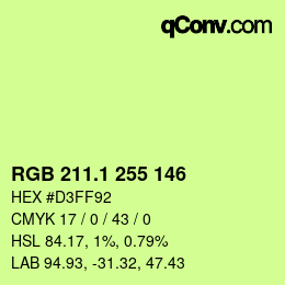 カラーコード: RGB 211.1 255 146 | qconv.com