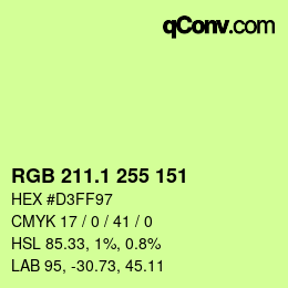 カラーコード: RGB 211.1 255 151 | qconv.com