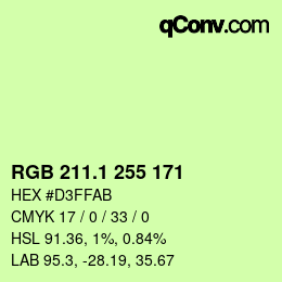 カラーコード: RGB 211.1 255 171 | qconv.com