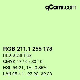 カラーコード: RGB 211.1 255 178 | qconv.com