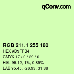 カラーコード: RGB 211.1 255 180 | qconv.com