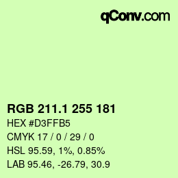 カラーコード: RGB 211.1 255 181 | qconv.com