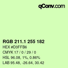 カラーコード: RGB 211.1 255 182 | qconv.com